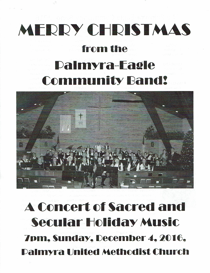 Program From Palmyra-Eagle Community Band Concert December 4, 2016 
